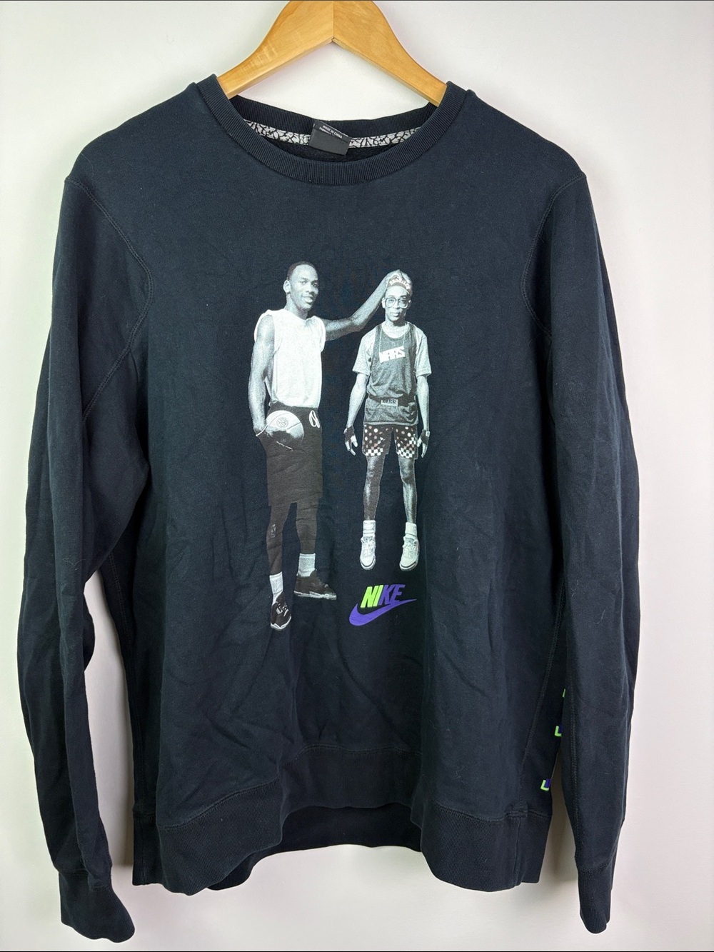 Nike Black Crewneck Sweatshirt with Purple & Green Graphic size XL